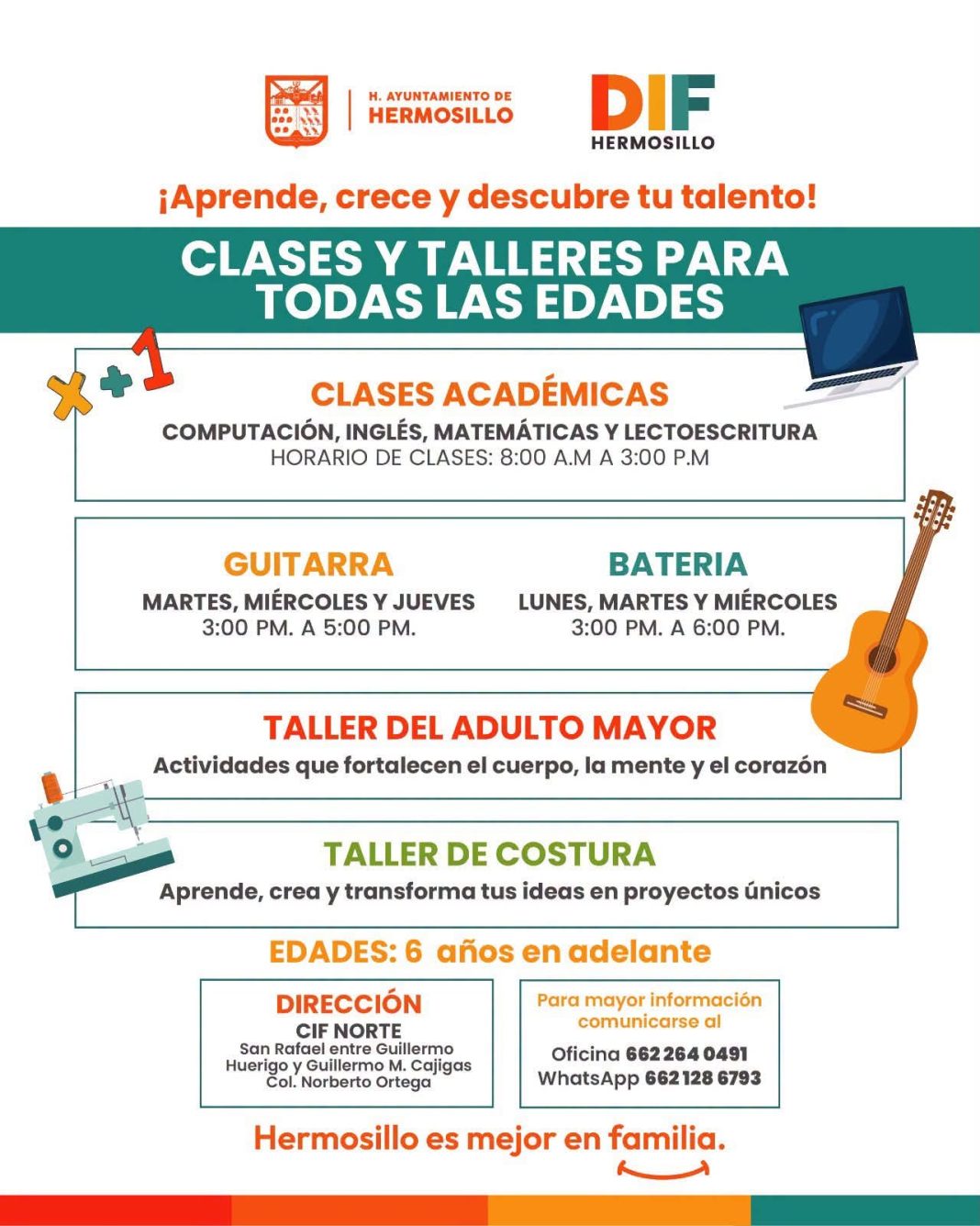 Ofrece Gobierno de Hermosillo clases y talleres gratuitos para todas las edades